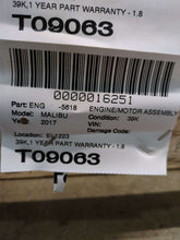 Load image into Gallery viewer, Engine Motor Chevrolet Malibu 2017 - NW586684