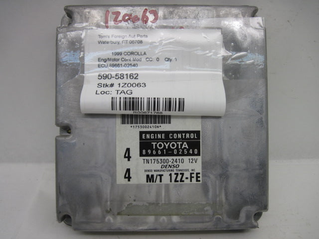 ECU ECM COMPUTER Toyota Corolla 1999 99 Manual - 671768 – Tom's Foreign ...