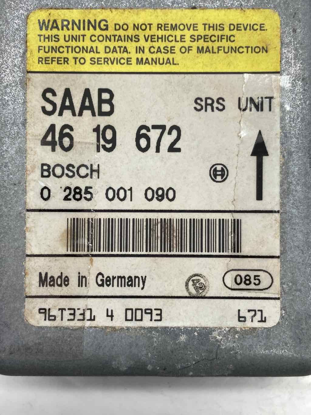 AIR BAG COMPUTER SAAB 9000 1995 96 97 98 - NW37571