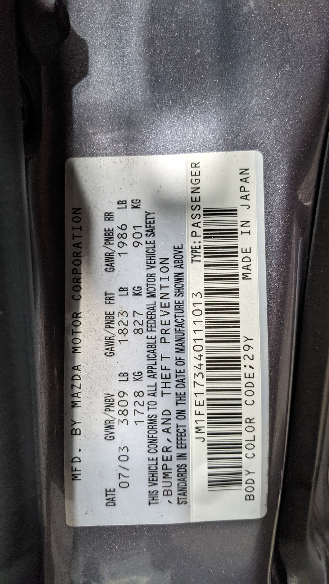 INTERIOR SUN VISORS Mazda RX-8 04 05 06 07 08 - NW352322