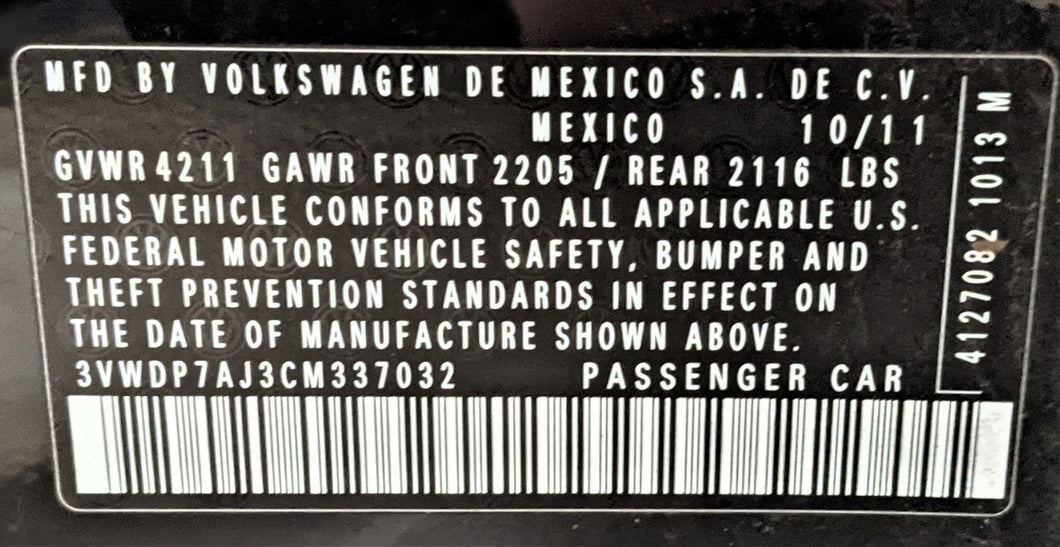 INTERIOR SUN VISORS Volkswagen Jetta 11 12 13 14 15 16 Left - NW390325